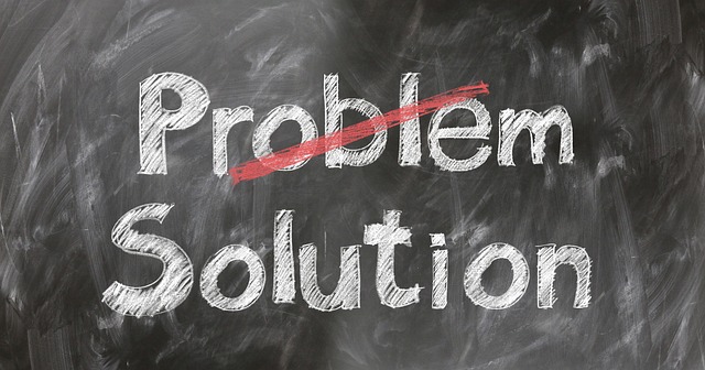 The words 'Problems' and 'Solution's displayed one above the other - with the word 'Problems' being crossed through